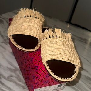 Women's Eleanor Double T Raffia Slide Sandal